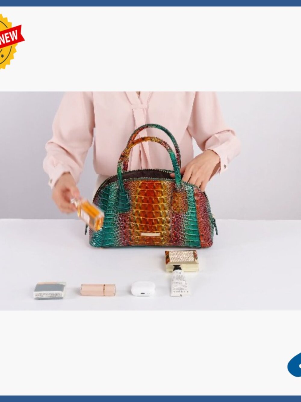 Vegan Leather Tote Bag with Top Handle and Crossbody Strap - Picture 7 of 7